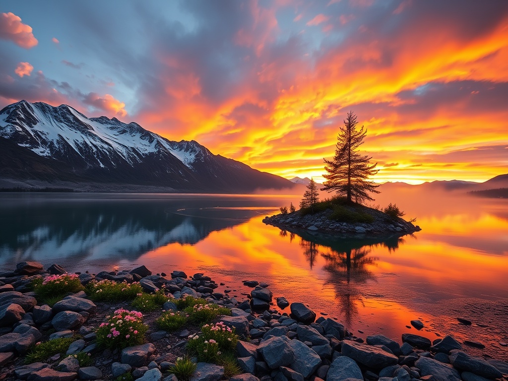 Alpine Lake at Golden Hour