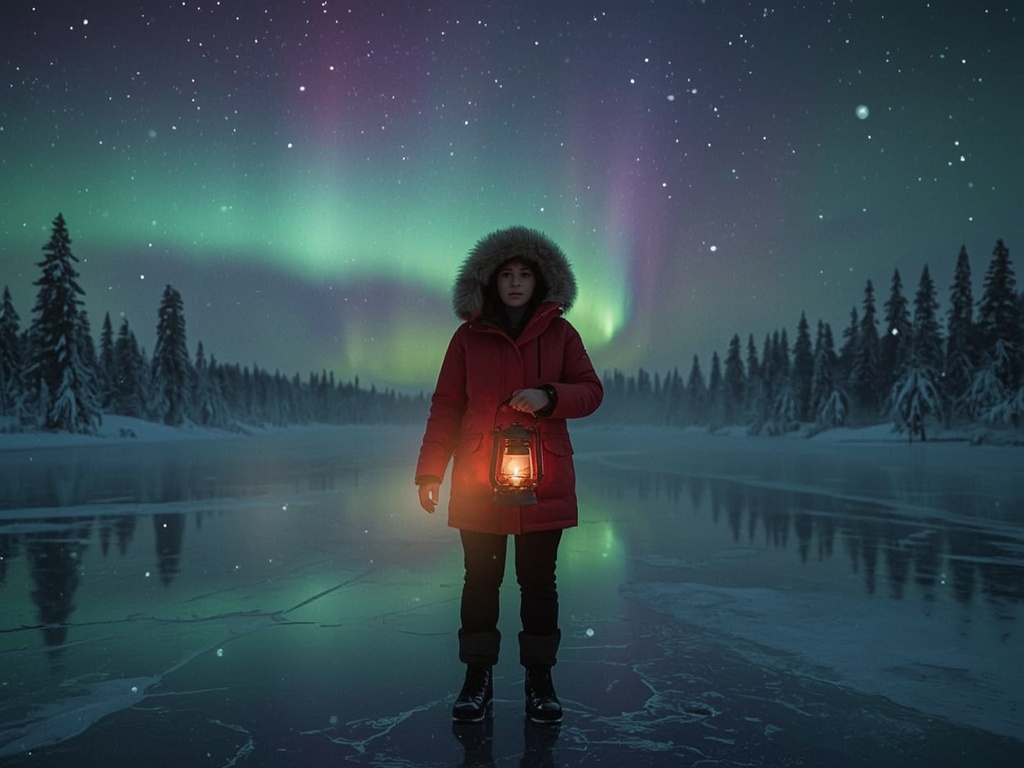Aurora over the Frozen Lake