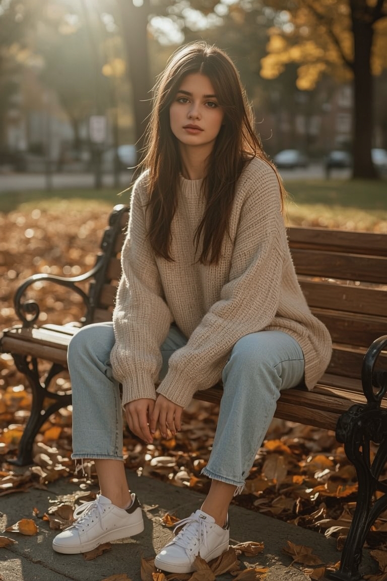 Autumn Comfort: Cozy Casual in the Park