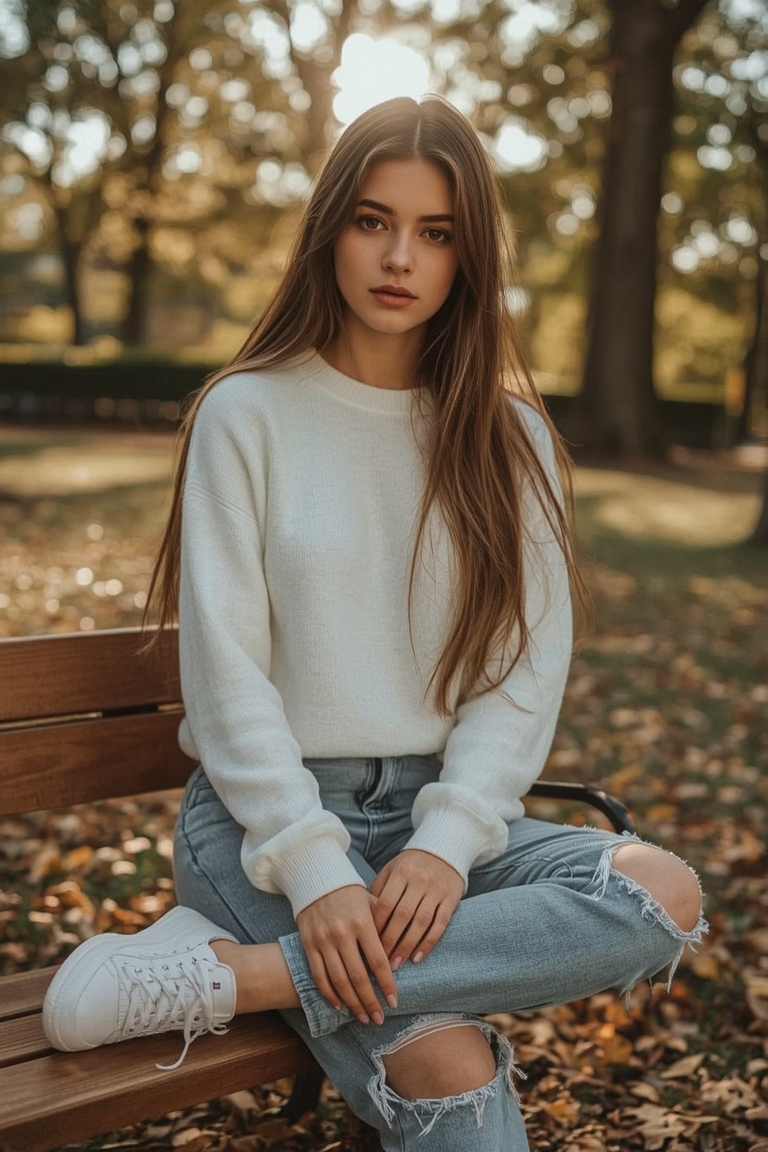 Autumn Serenity: Casual Chic in the Park
