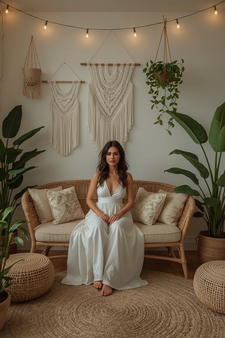 Bohemian Serenity: A Plant-Filled Living Room