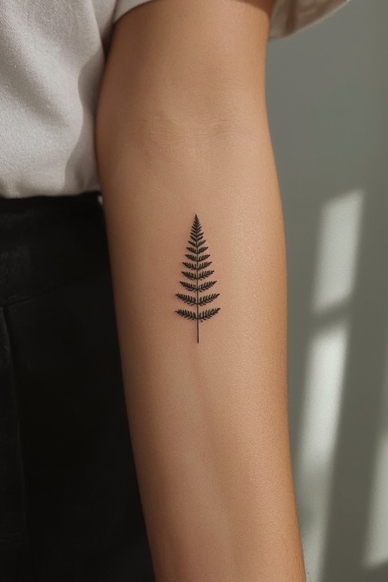 Botanical Elegance: Fine Line Fern Tattoo
