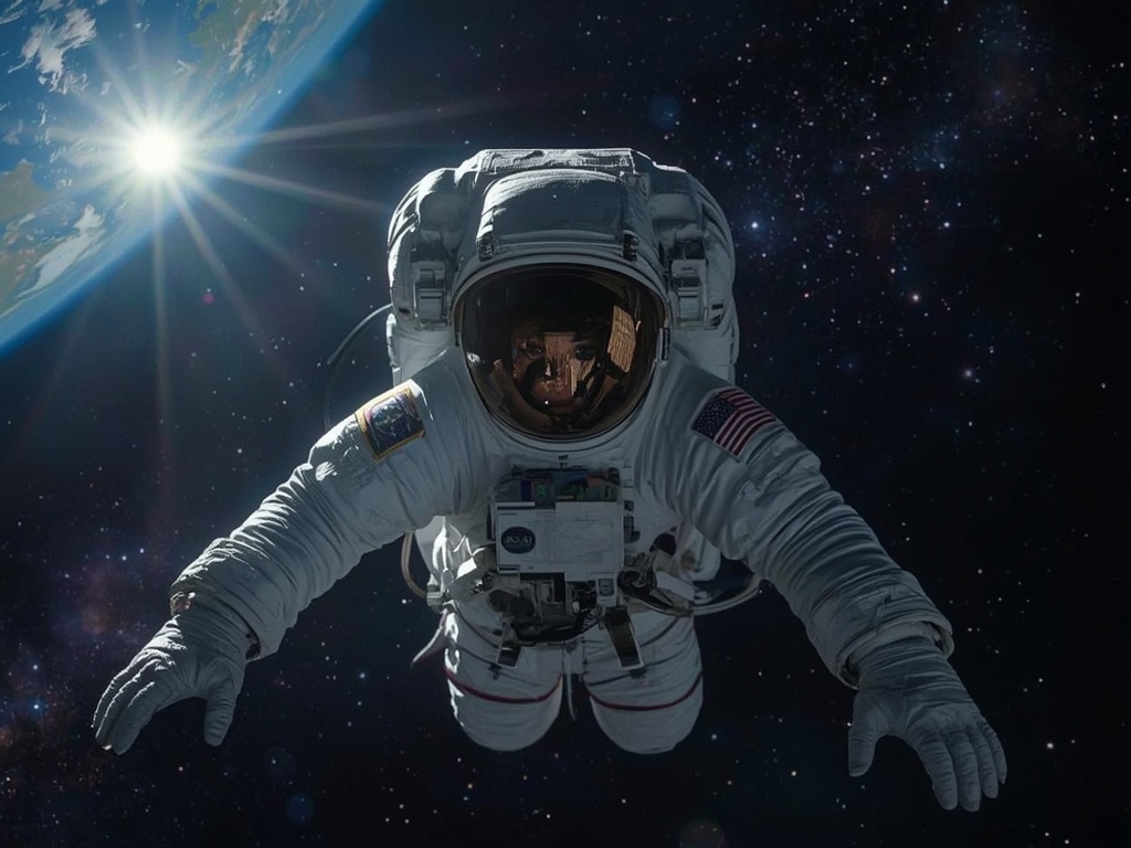 Celestial Gaze: Astronaut Floating Above Earth