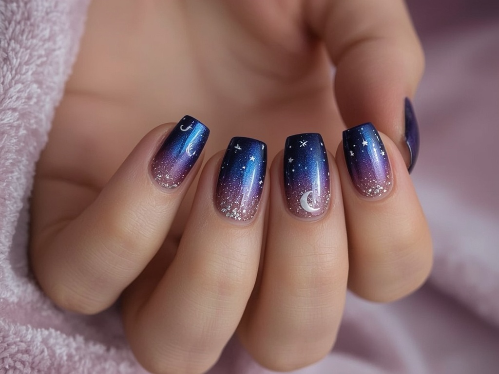 Celestial Holographic Nail Art