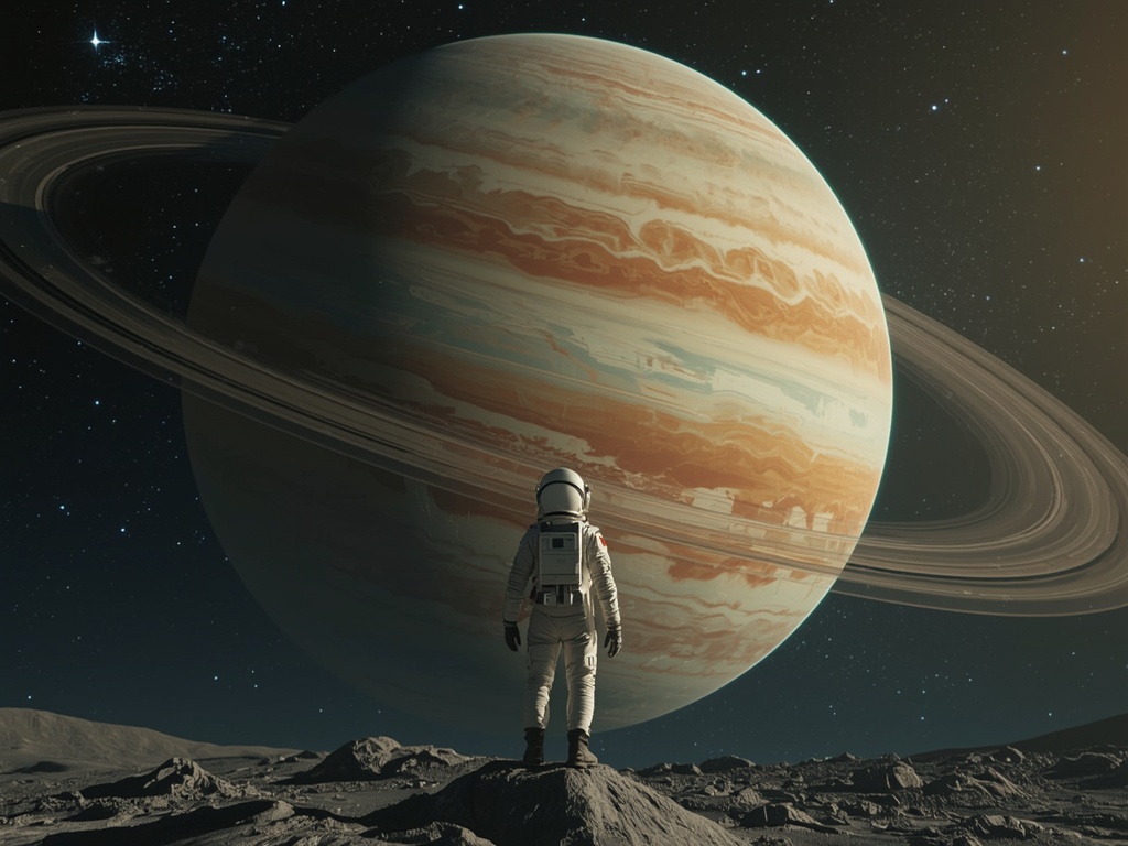 Celestial Majesty: A Gas Giant's Embrace