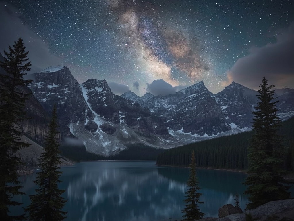 Celestial Peaks: A Night of Alpine Majesty