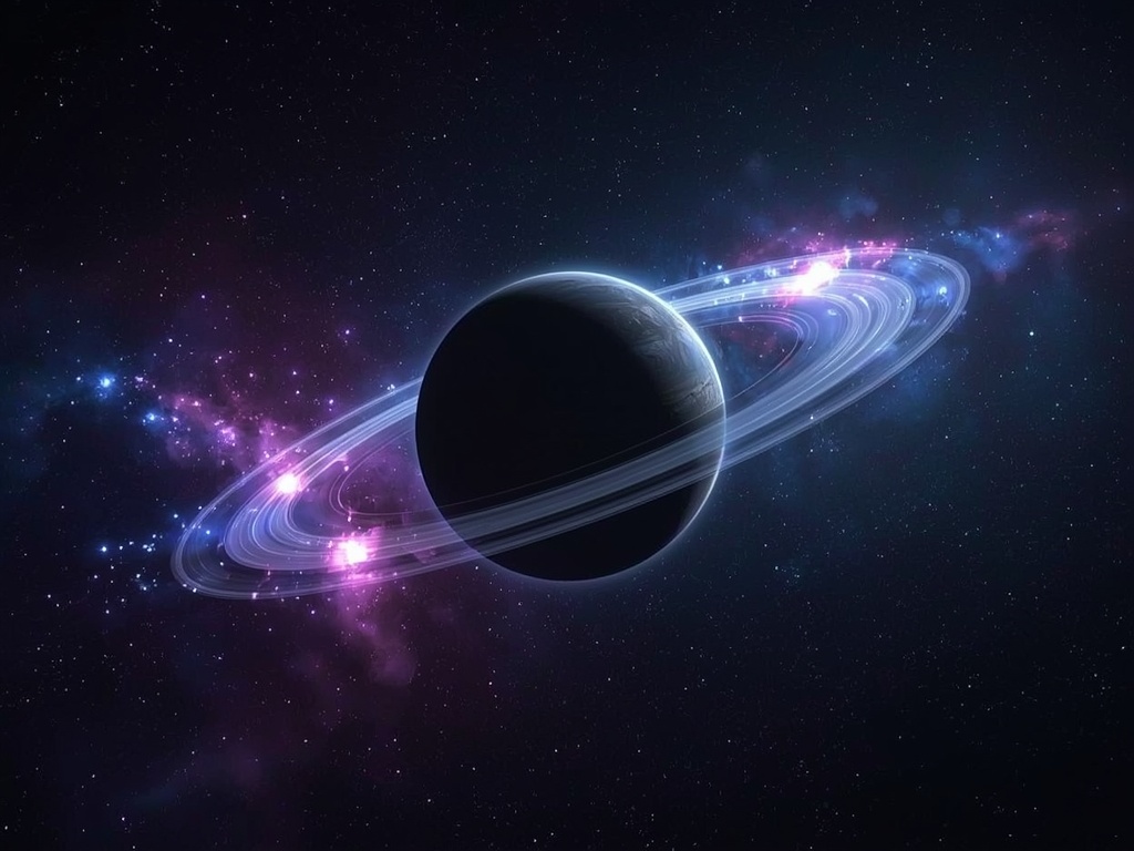 Celestial Ringed Exoplanet at Binary Sunset