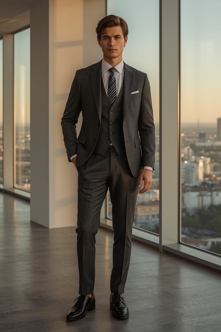 Charcoal Elegance: A Portrait of Modern Sophistication