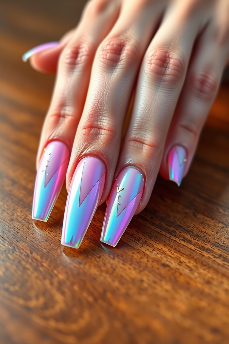 Chrome Dreams: Geometric Acrylic Nails