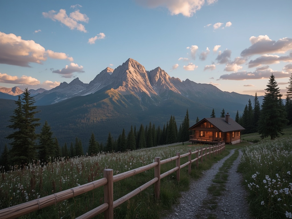 Cozy Cabin at Golden Hour