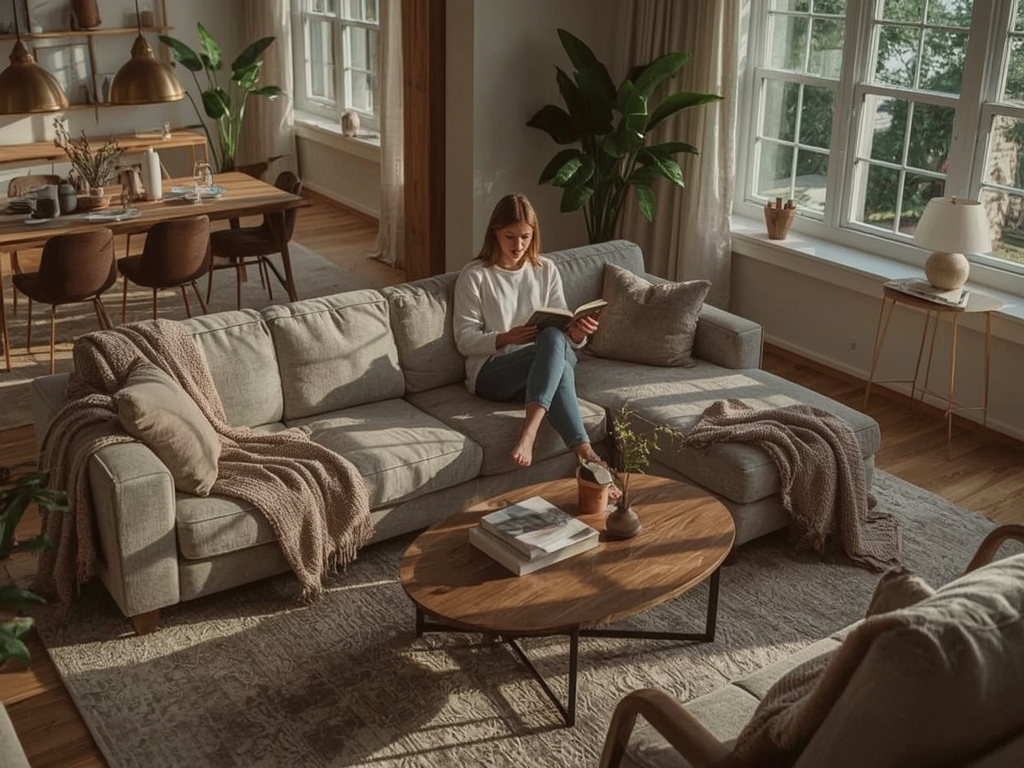 Cozy Modern Living Room with a Reading Corner