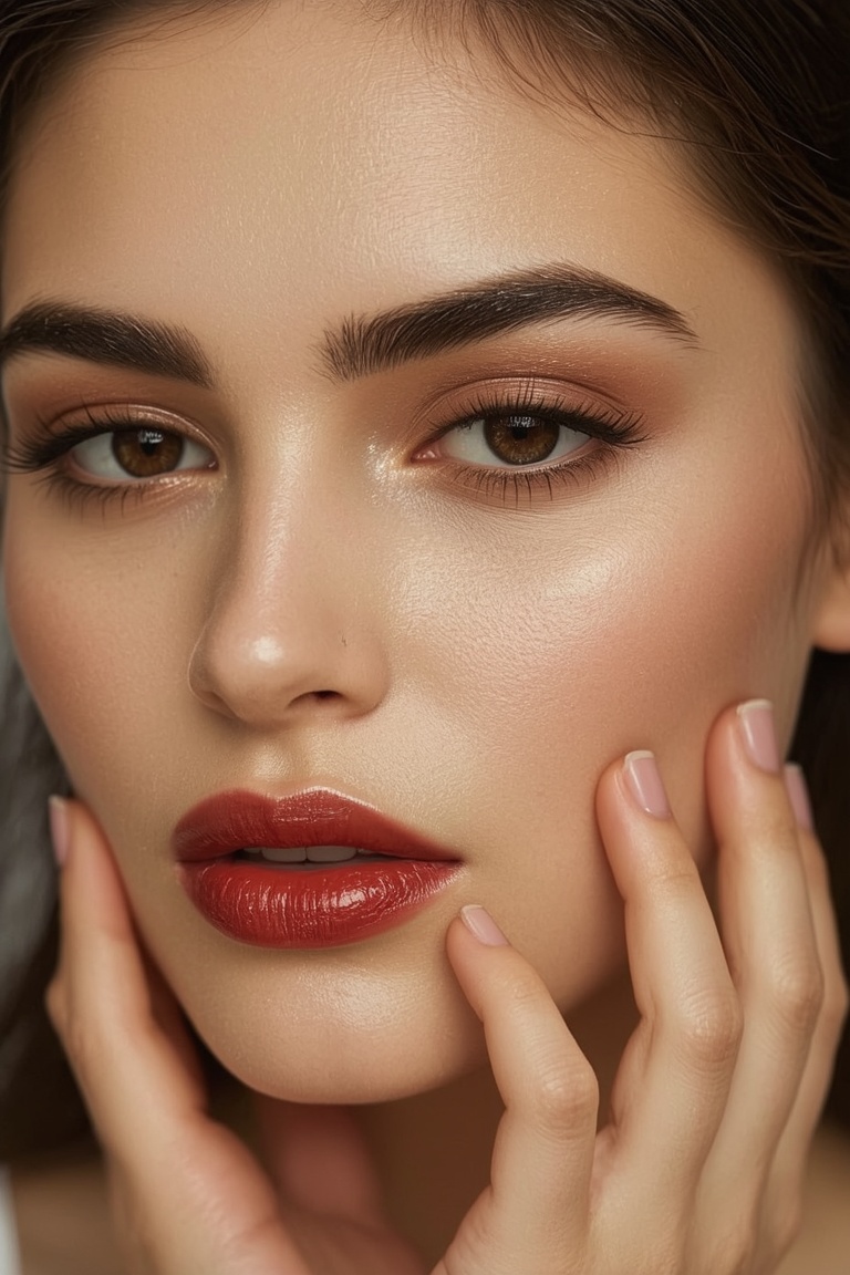 Crimson Glow: A Masterclass in Modern Beauty