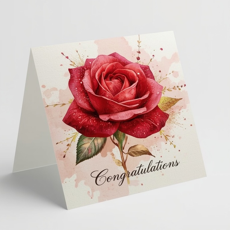 Crimson Rose Congratulations Card