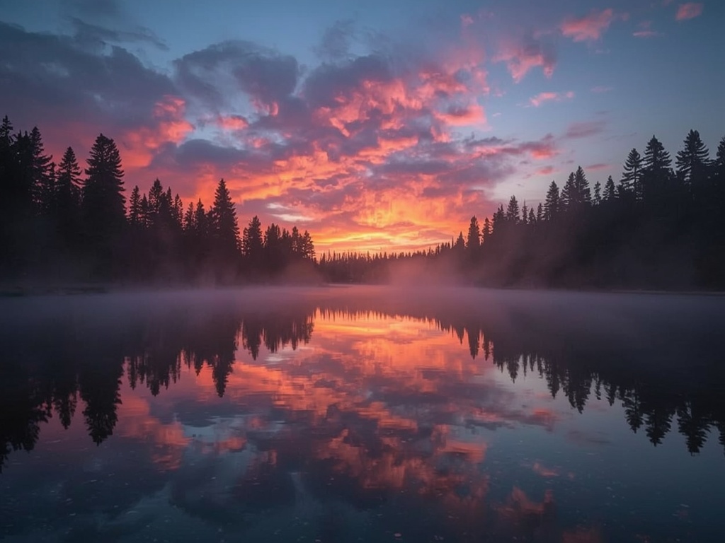 Dawn Over Tranquil Lake