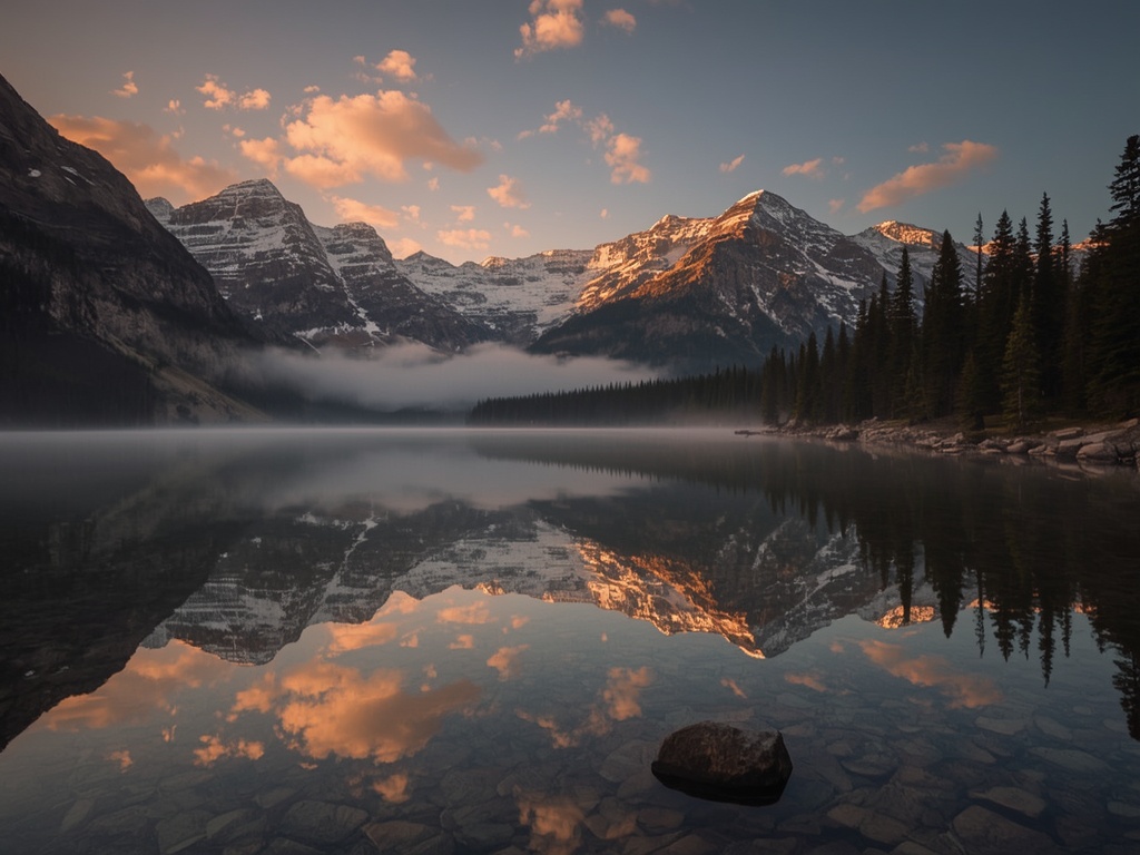 Dawn's Mirror: Tranquil Alpine Lake