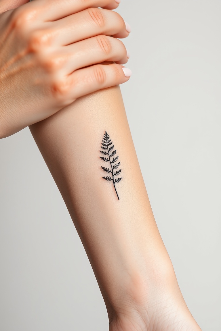 Delicate Fern Fine Line Tattoo