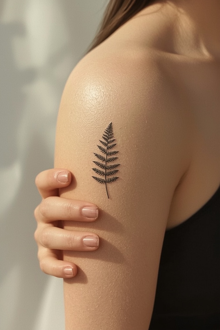 Delicate Fern Fine Line Tattoo
