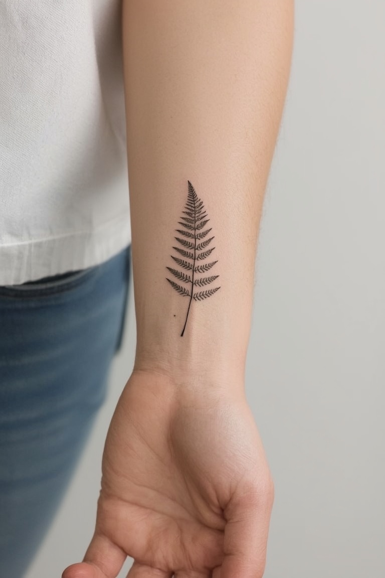 Delicate Fern Fine Line Tattoo