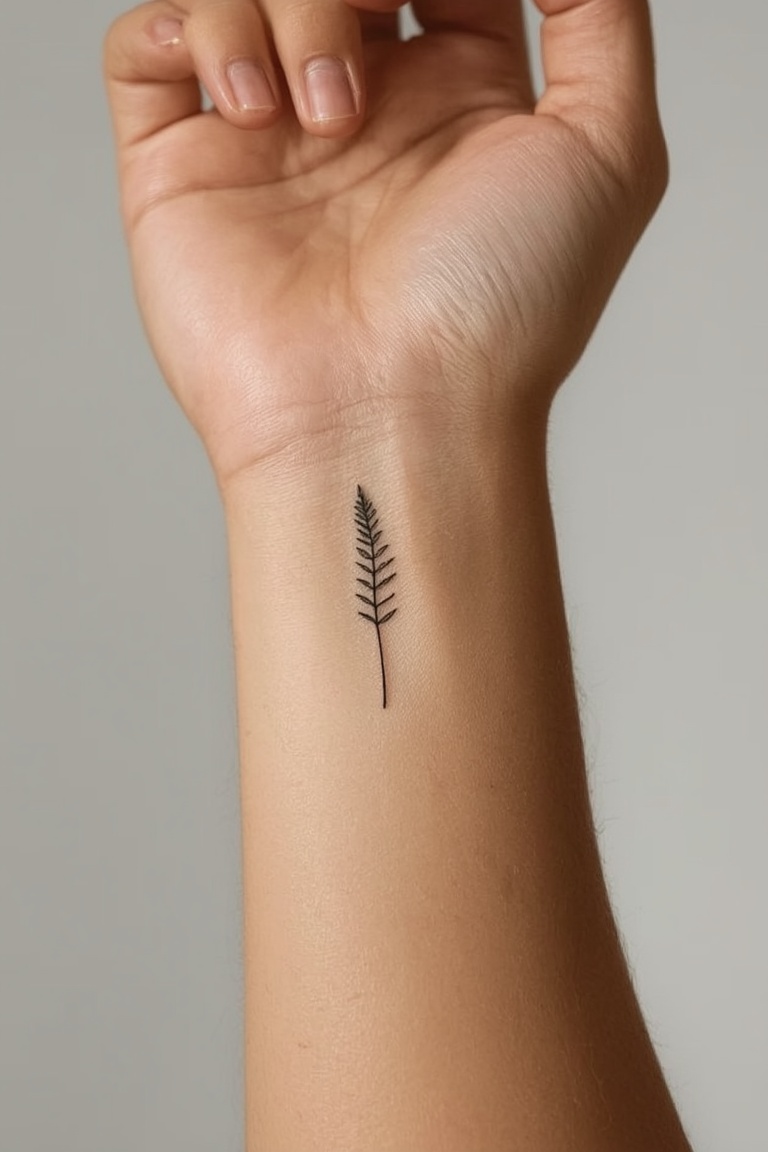 Delicate Fern: Minimalist Wrist Ink