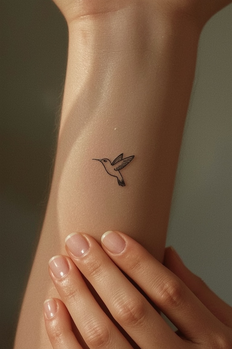 Delicate Hummingbird Mini Tattoo