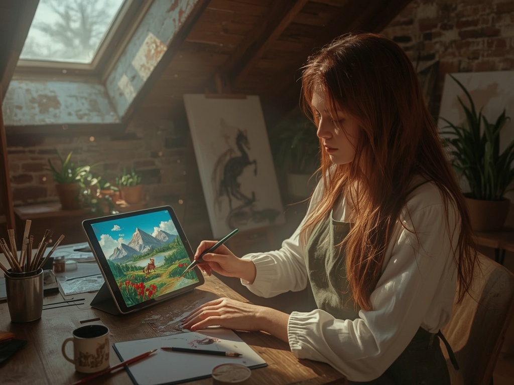 Digital Dreamscape: Procreate Art in the Attic Studio