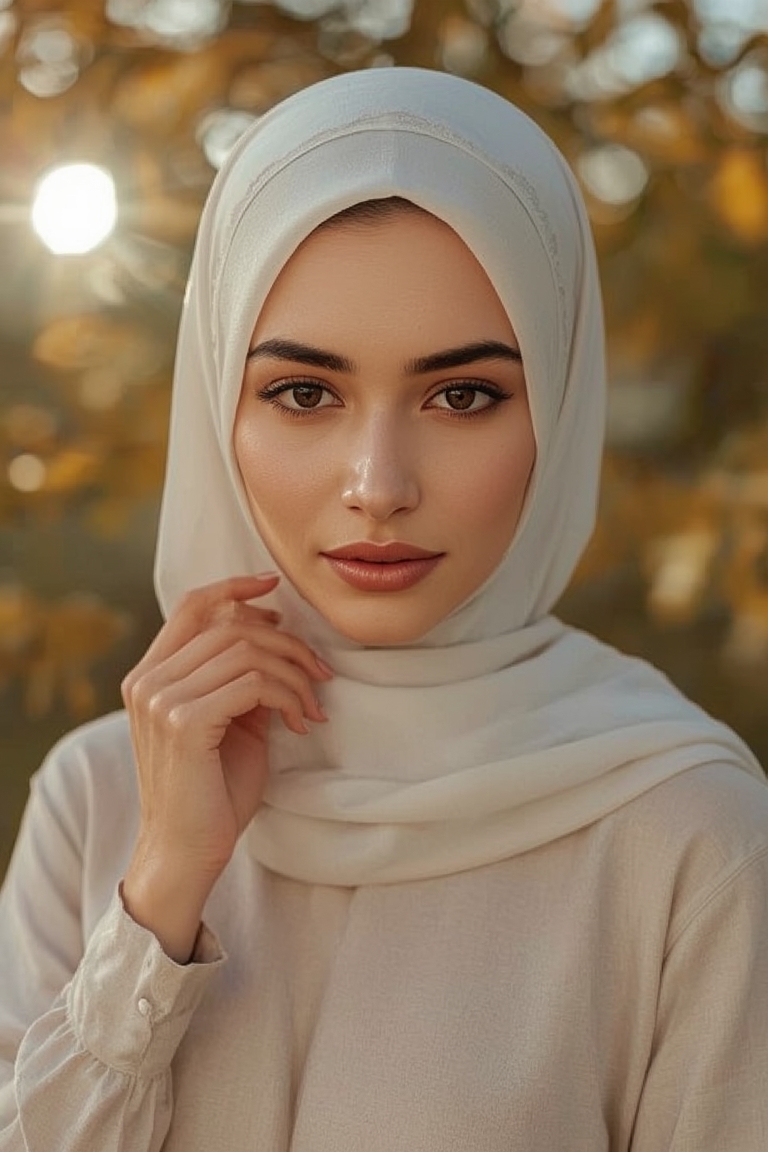 Elegance in Ivory – Hijab Fashion Portrait