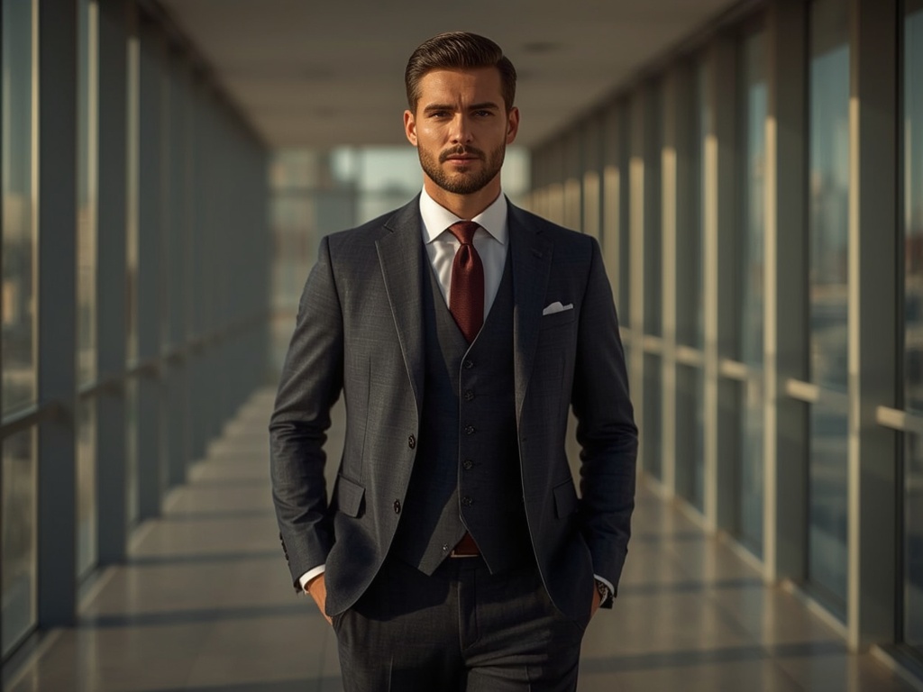 Elegance in the Boardroom: Tailored Navy Suit