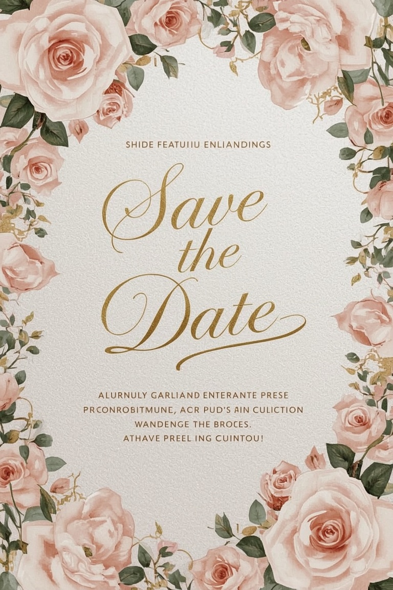 Elegant Blush Floral Wedding Invitation