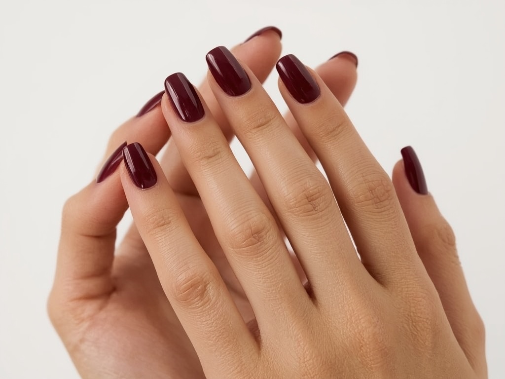 Elegant Burgundy Short Nails