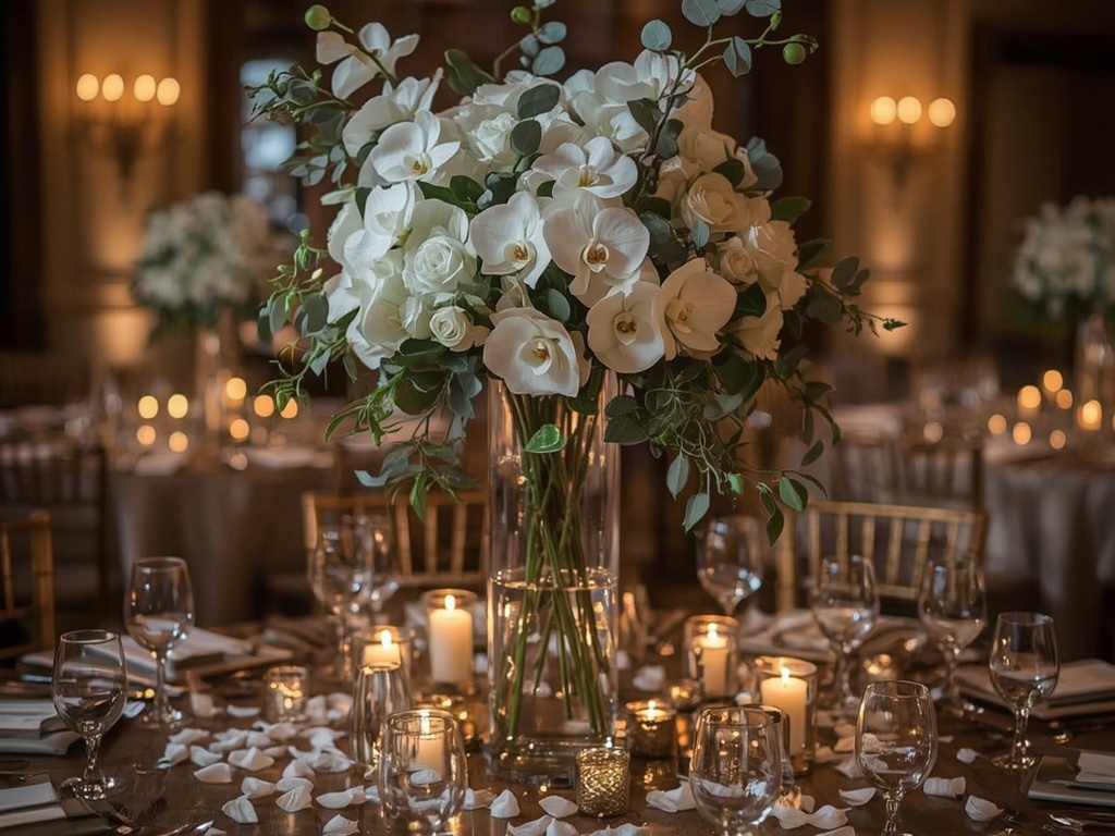 Elegant Floral Splendor: Rustic Romantic Centerpiece