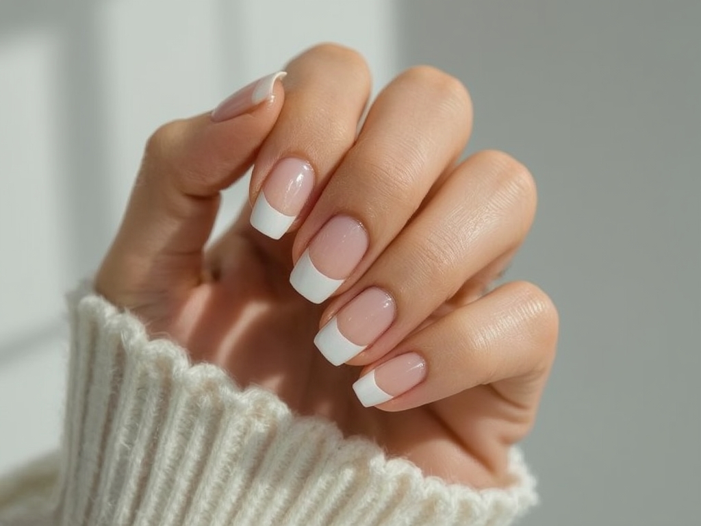 Elegant French Manicure Close-Up