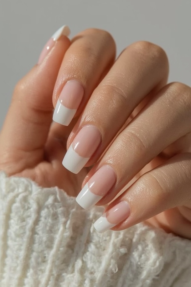 Elegant French Manicure Close-Up