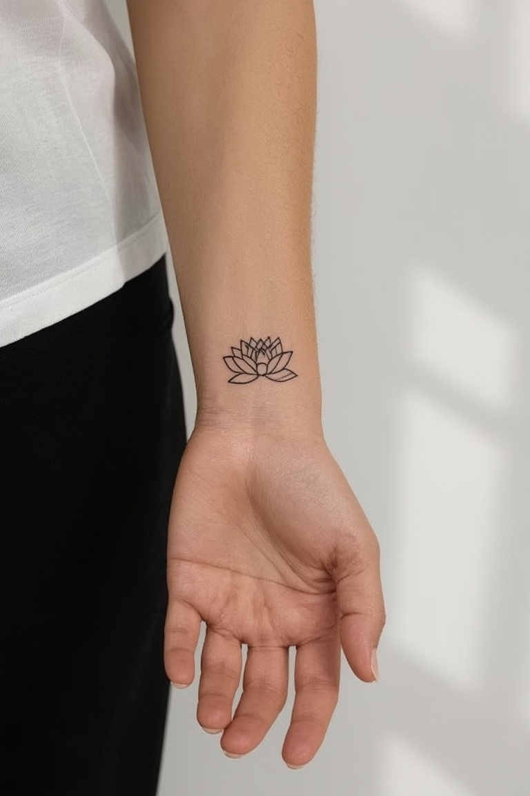 Elegant Minimalist Lotus Tattoo Design