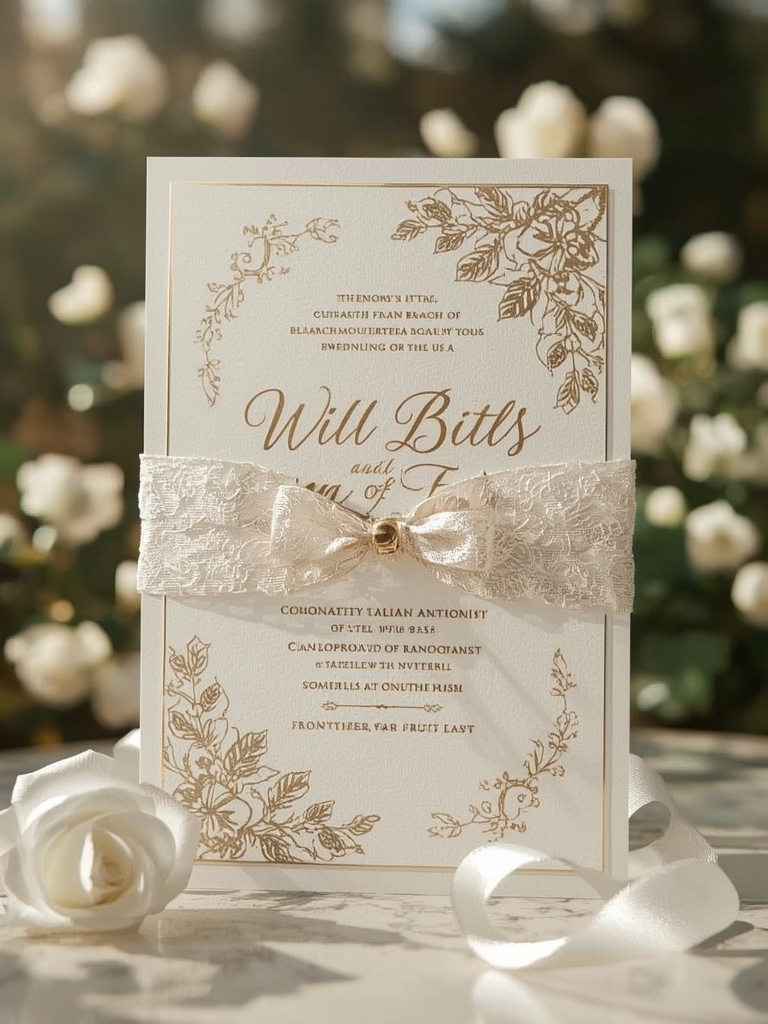 Elegant Rose Gold Wedding Invitation