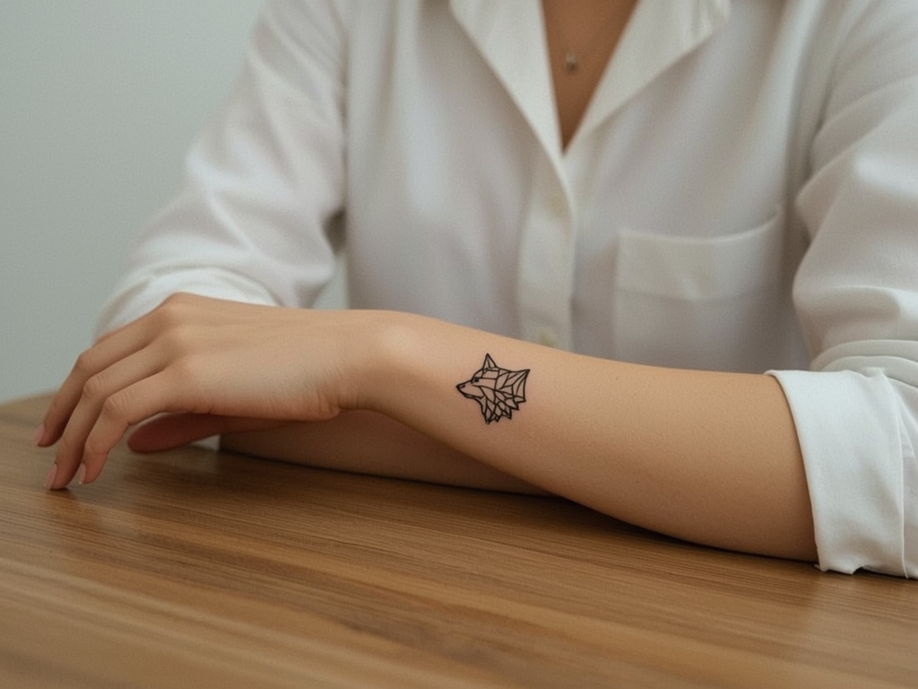 Elegant Wolf Geometric Minimalist Tattoo Design