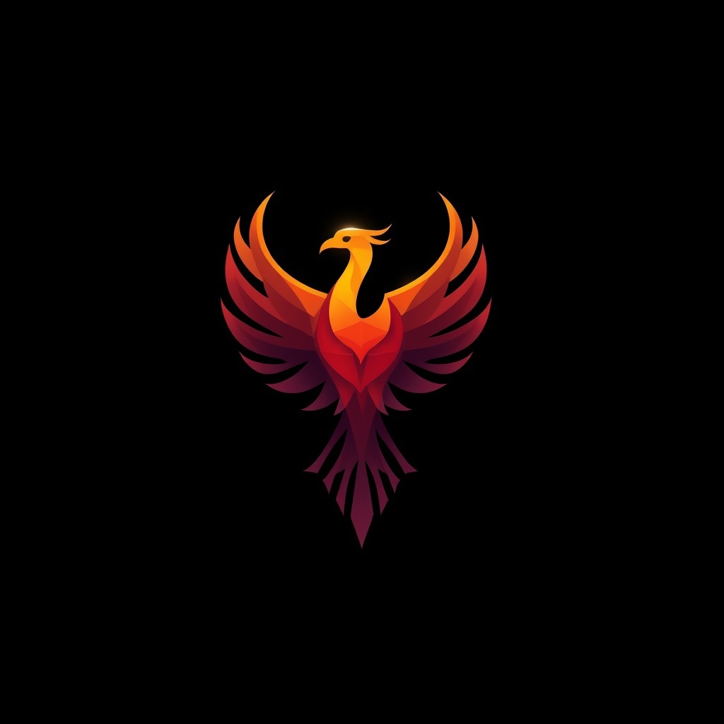 Ember Ascension: Geometric Phoenix Logo
