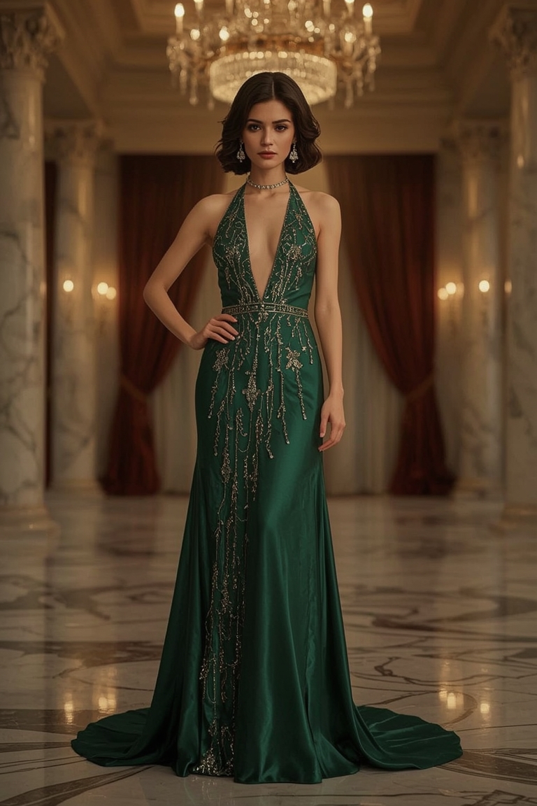Emerald Elegance: Art Deco Glamour