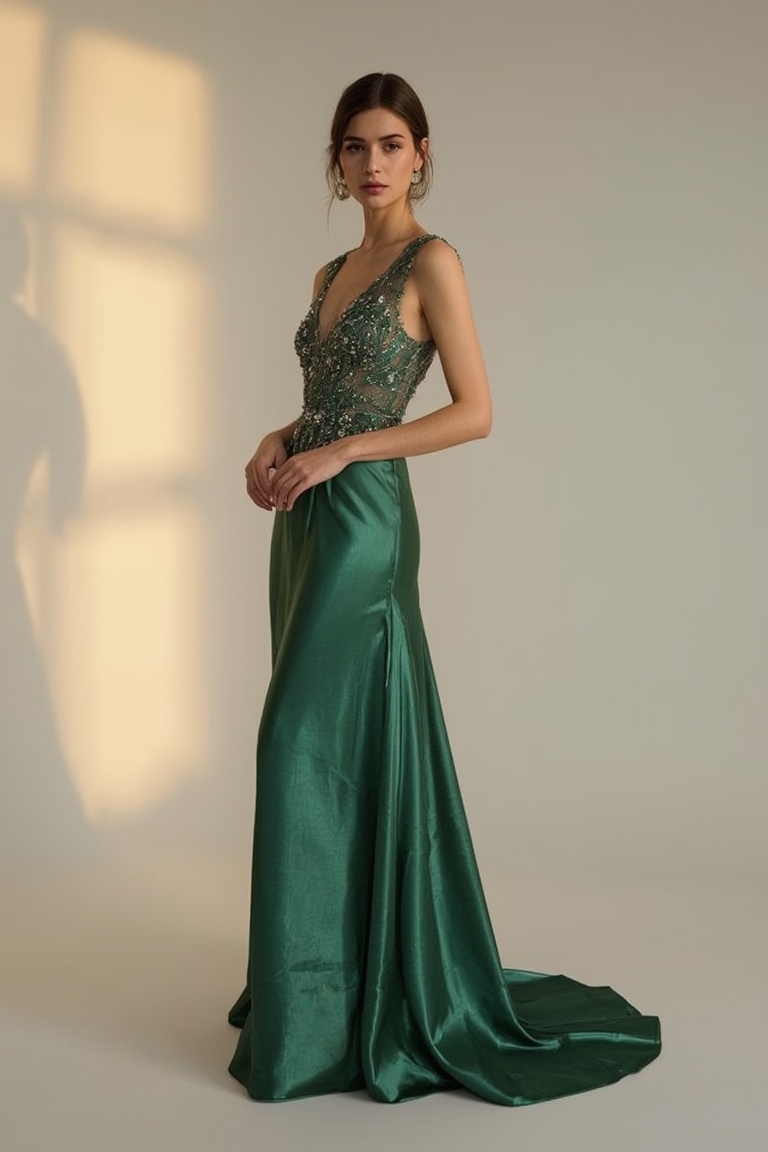 Emerald Elegance: Haute Couture Radiance