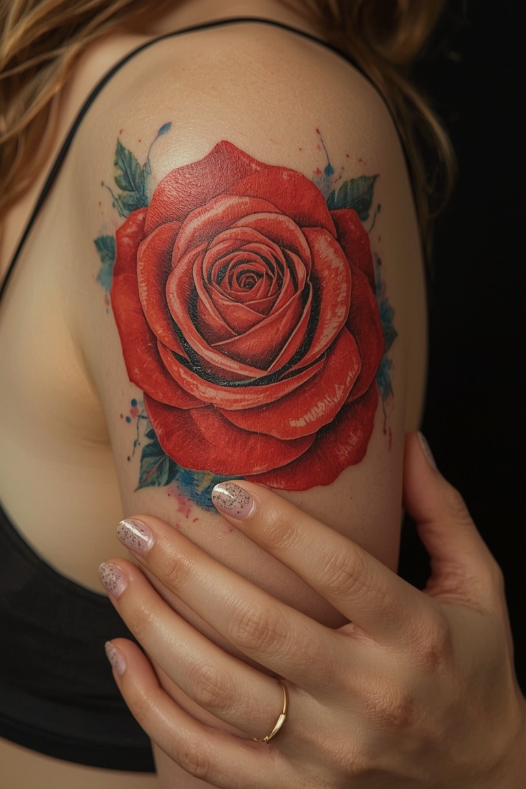 Eternal Bloom: Watercolor Rose Tattoo