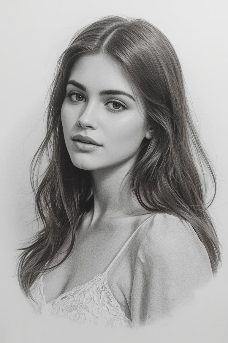 Ethereal Elegance: A Pencil Portrait