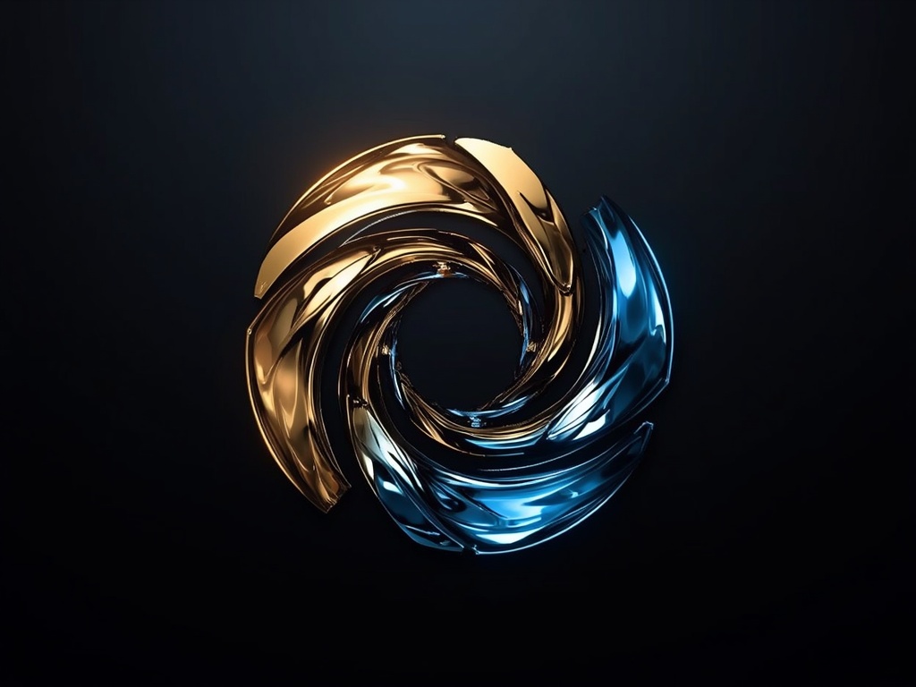 Ethereal Spiral: Gold and Electric Blue Abstract Logo