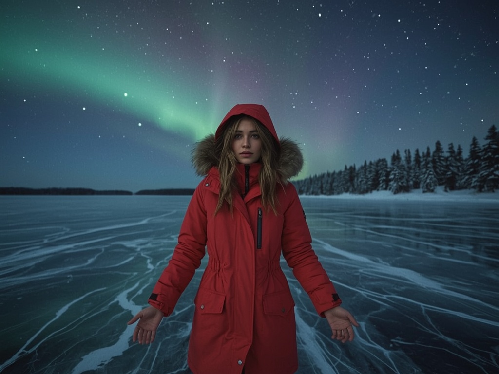 Frozen Aurora Lake
