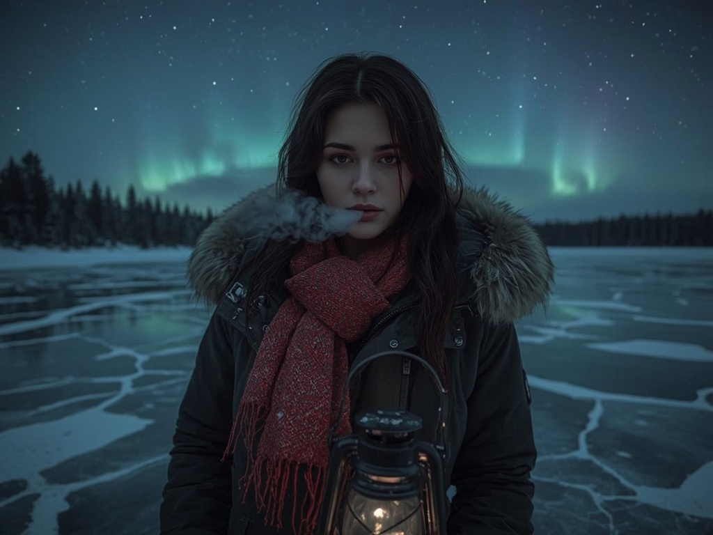 Frozen Aurora Lake