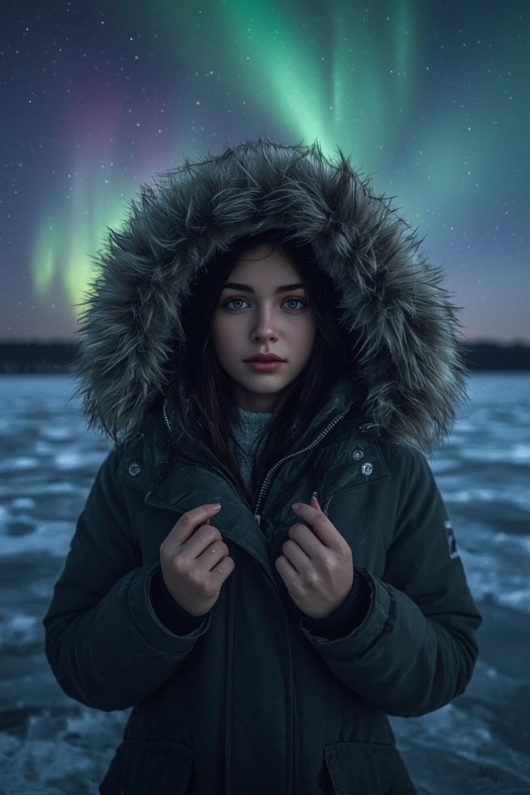 Frozen Aurora: Solitude Under the Northern Lights