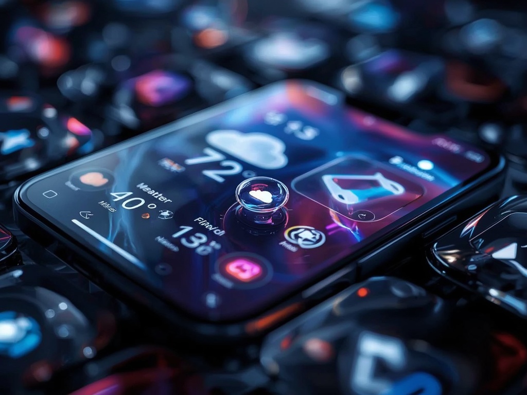 Futuristic Weather UI: Neon Glass Interface
