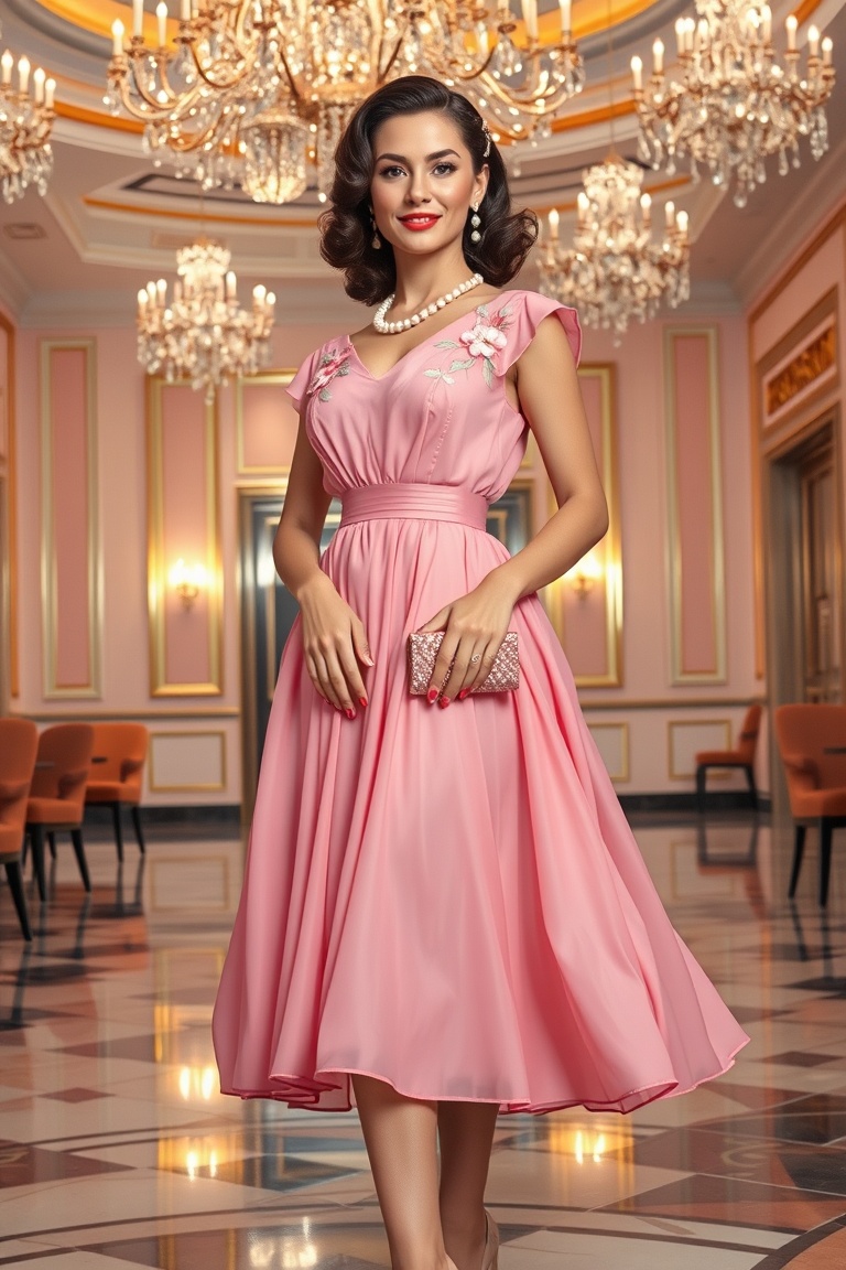 Glamour in Pink: A 1950s Cocktail Dream