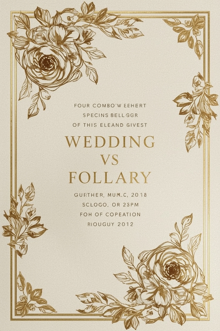 Gold and Blush Floral Wedding Invitation