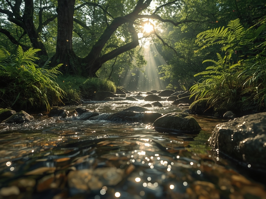 Golden Dawn Forest Stream
