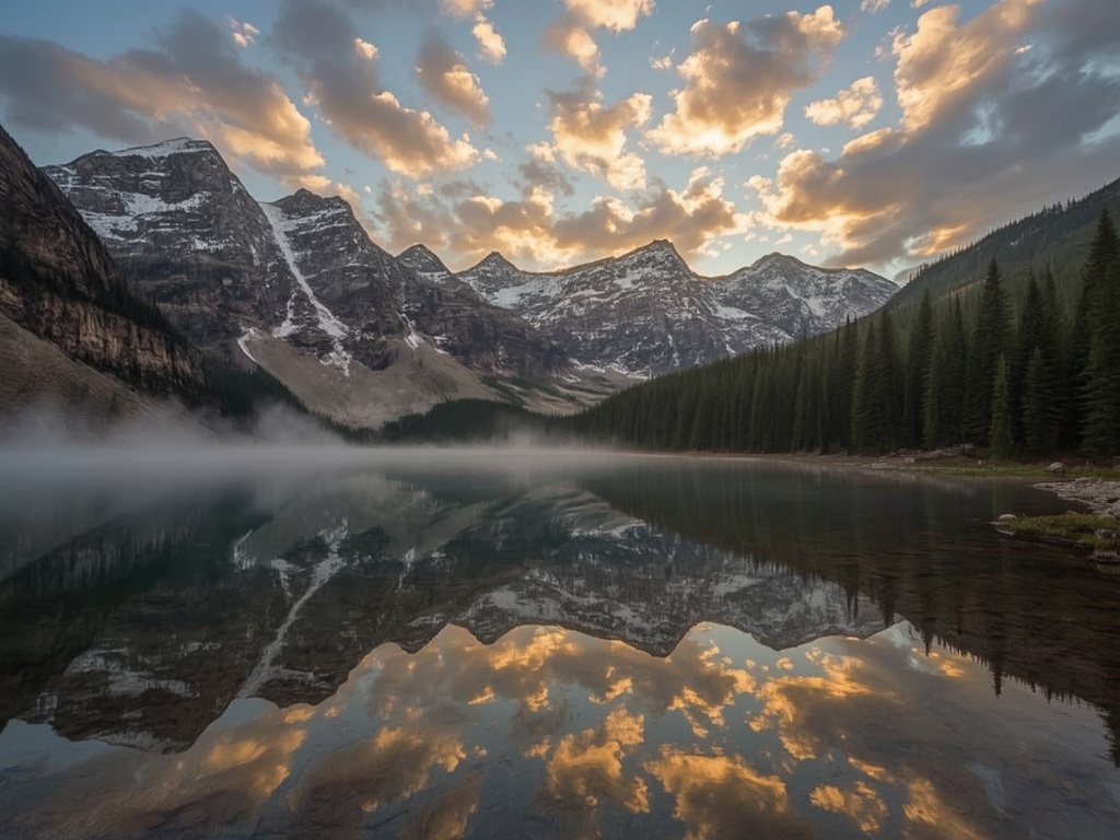 Golden Dawn Over Tranquil Peaks