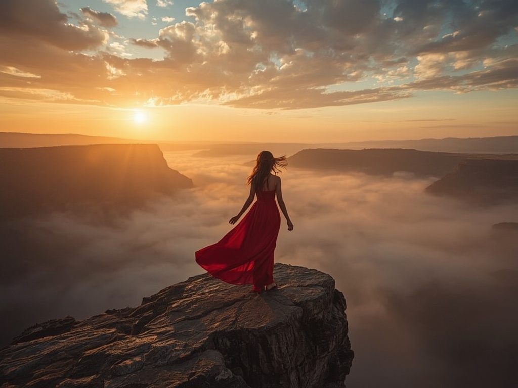 Golden Horizon Over Misty Valley